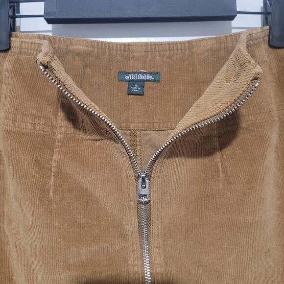 Wild Fable Tan Corduroy Front Zipper Mini Skirt Women's size 10 - Picture 3 of 3